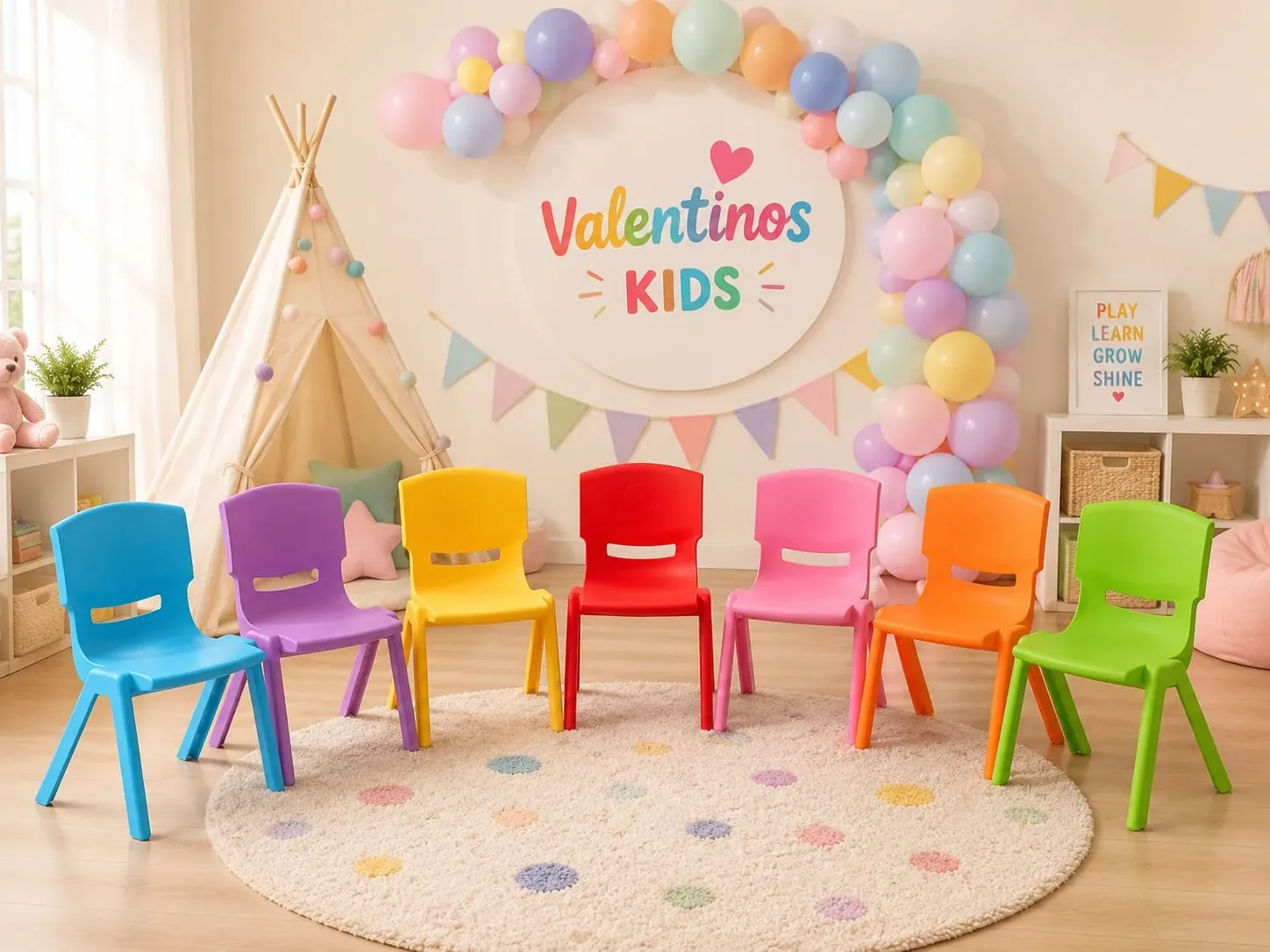 Sillas y mesas infantiles ambientadas