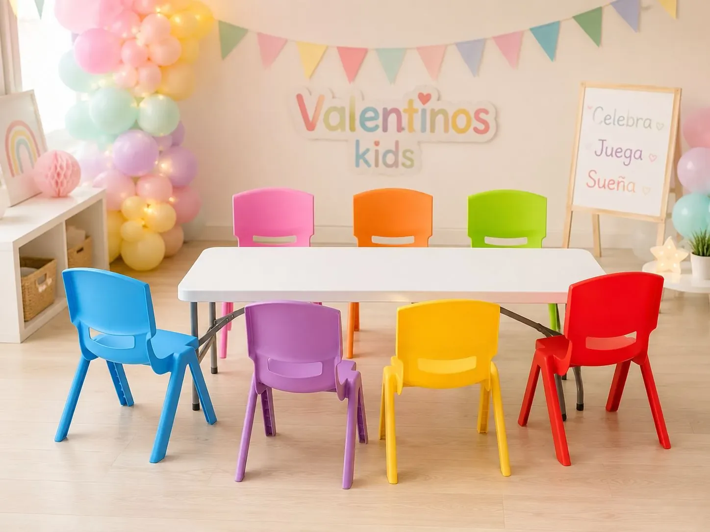 Sillas y mesas infantiles montadas