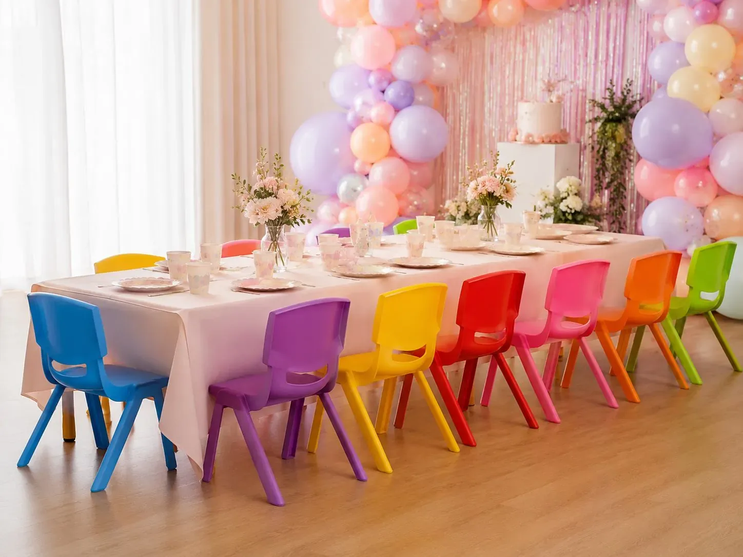 Evento con sillas infantiles de colores